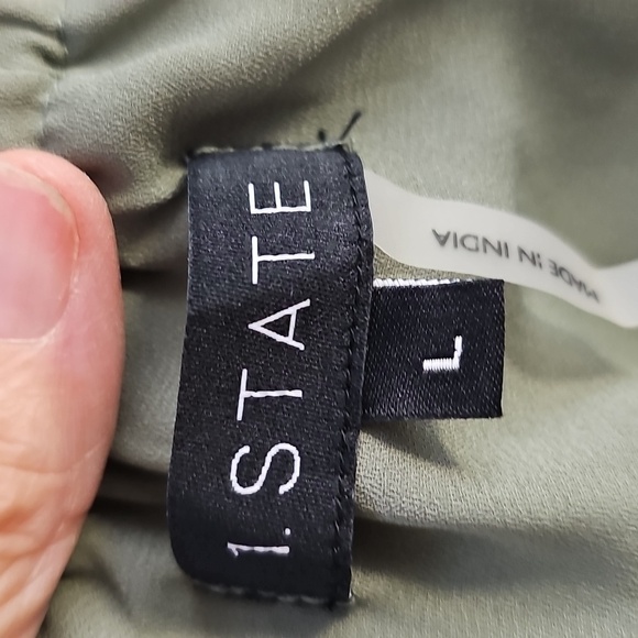 1. State Womens Strapless Dress. Grean and Cream . Large - Picture 7 of 9